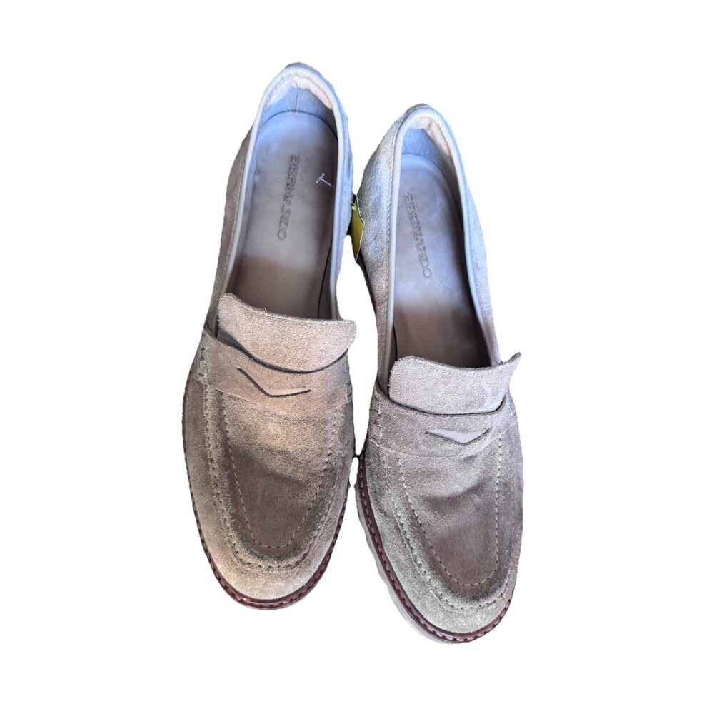 Bernardo Women's Selma Slip-On Leather Loafers Clay Split Suede Sz 10M